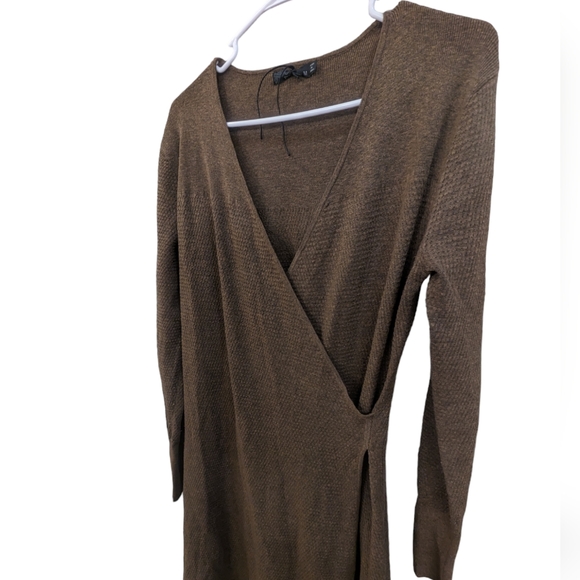 Prana🤎 Bryce Bluff Midi Faux Wrap Sweater Dress in Camel Sz Medium. - Picture 6 of 11
